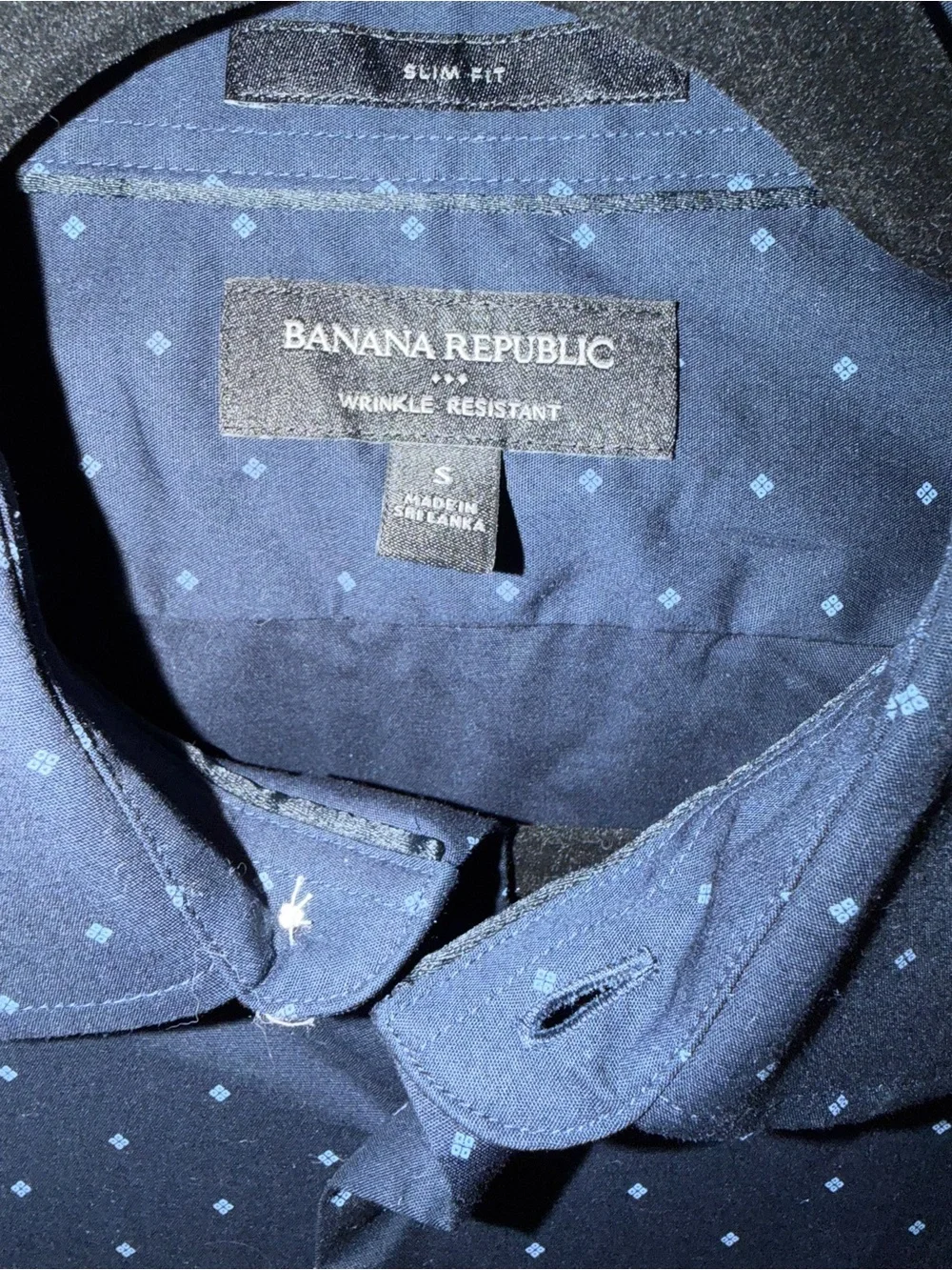 Banana Republic Deep Navy Dot-Pattern Dress Shirt